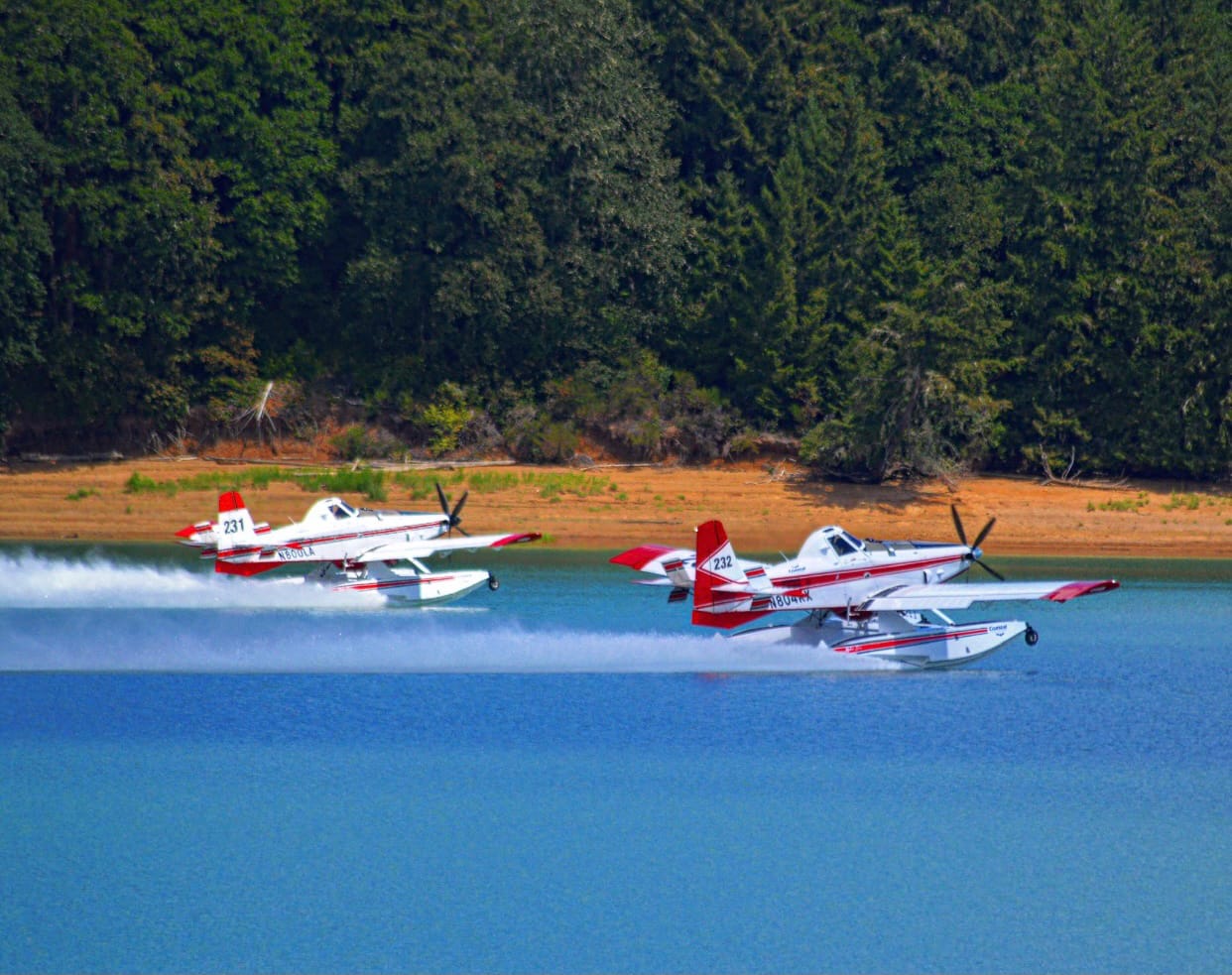 Planes on water