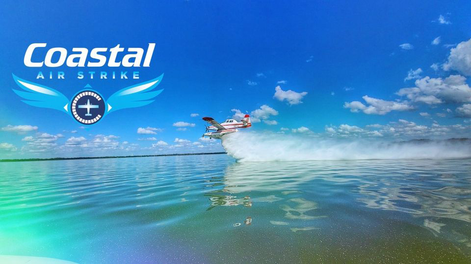 Coastal Air Strike Plane Flying Over Water